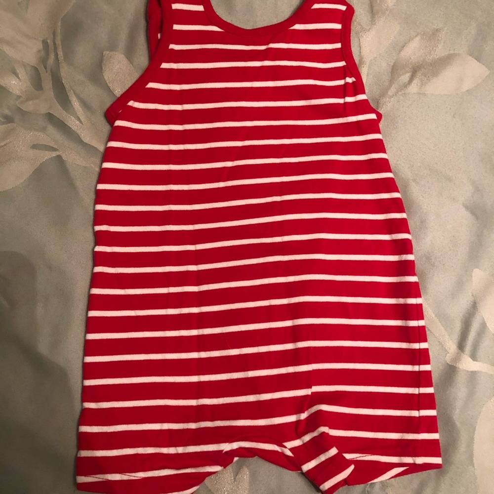 Hanna Andersson red white romper 6-12m EUC - Picture 4 of 5